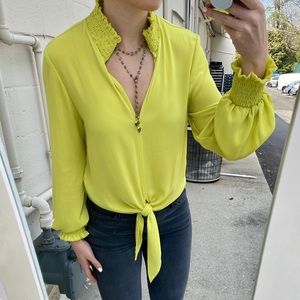 Fifteen Twenty Smocked Tie Front Top